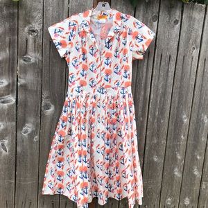 Bernie Dexter Nautical Kelly Pinup Dress L retro print
